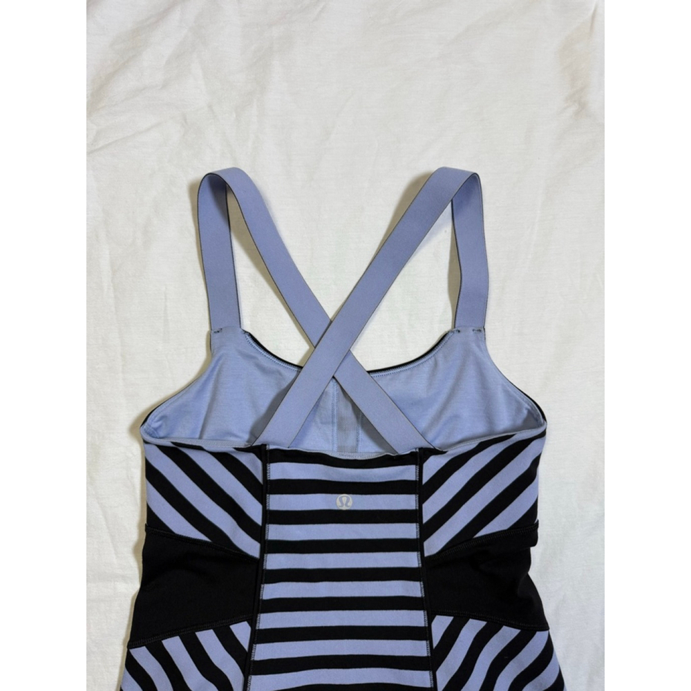 LULULEMON Top Women Size 6 Small Sea Stripe Polar Haze Black Work It Out Tank - Picture 7 of 12
